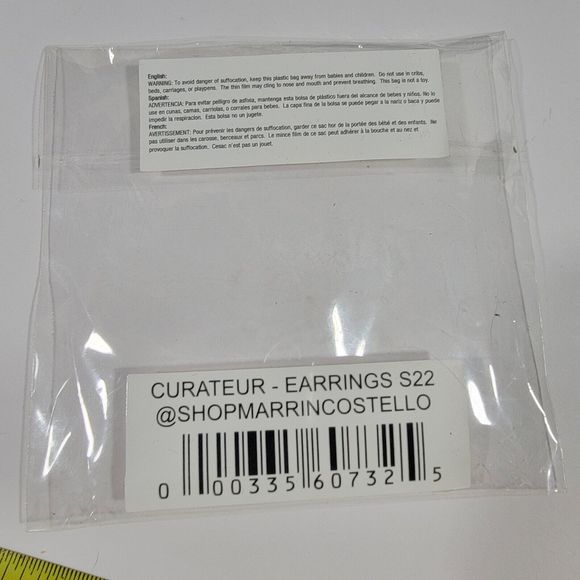 Marrin Costello Earrings 14K Gold Plated Mystique Hoops w/ White Topaz Stone - Picture 3 of 4